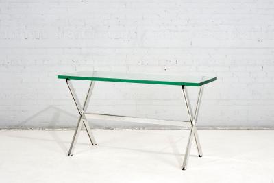 Florence Knoll Chrome and Glass X Base Console Table 1960