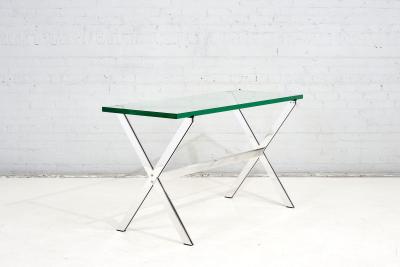 Florence Knoll Chrome and Glass X Base Console Table 1960