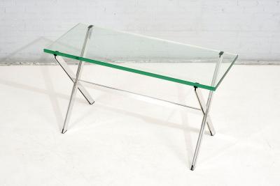 Florence Knoll Chrome and Glass X Base Console Table 1960