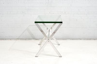 Florence Knoll Chrome and Glass X Base Console Table 1960