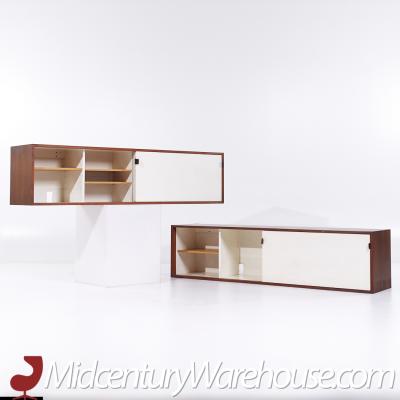 Florence Knoll Florence Knoll 123 W 1 Mid Century Walnut Wall Mount Credenza Pair