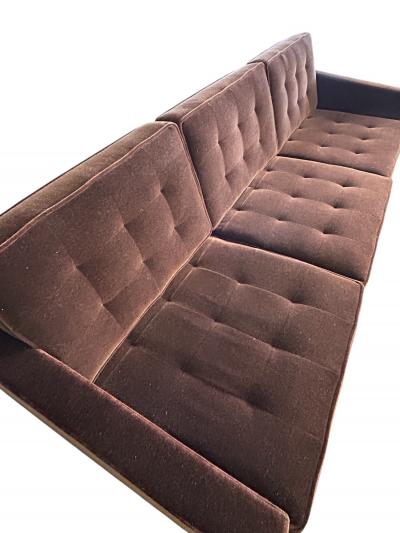 Florence Knoll Florence Knoll 1960s Original Brown Mohair with Chrome Legs Vintage Sofa