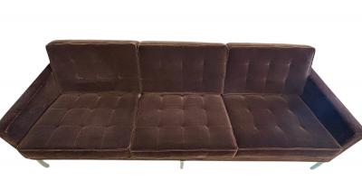 Florence Knoll Florence Knoll 1960s Original Brown Mohair with Chrome Legs Vintage Sofa