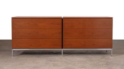 Florence Knoll Florence Knoll 6 Drawer Double Dresser in Teak with Satin Nickel Base 1960s