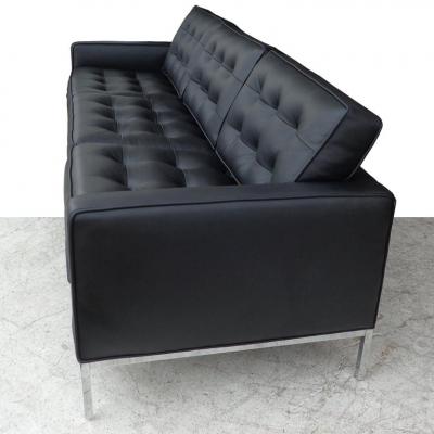 Florence Knoll Florence Knoll Black Leather Sofa