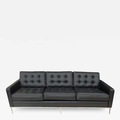 Florence Knoll Florence Knoll Black Leather Sofa