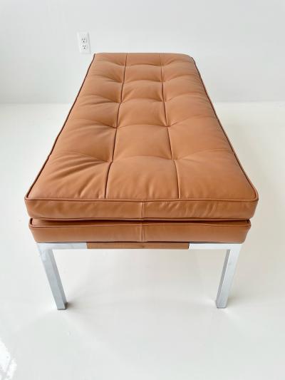 Florence Knoll Florence Knoll Chrome and Walnut Leather Bench