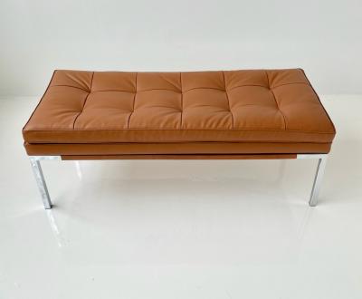 Florence Knoll Florence Knoll Chrome and Walnut Leather Bench