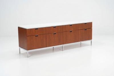 Florence Knoll Florence Knoll Eight Drawer Credenza Teakwood and Marble 1973