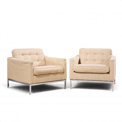 Florence Knoll Florence Knoll Mid Century Relaxed Cube Club Lounge Chairs Pair