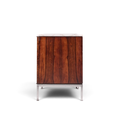 Florence Knoll Florence Knoll Mid Century Rosewood Marble and Chrome Executive Cabinet Credenza