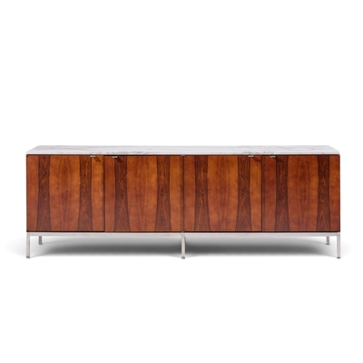 Florence Knoll Florence Knoll Mid Century Rosewood Marble and Chrome Executive Cabinet Credenza