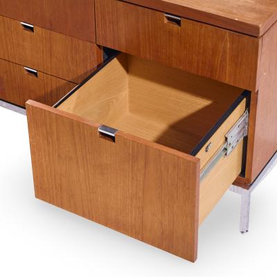 Florence Knoll Florence Knoll Mid Century Teak and Chrome File Credenza