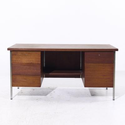 Florence Knoll Florence Knoll Mid Century Walnut and Chrome Executive Desk