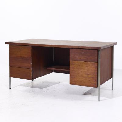Florence Knoll Florence Knoll Mid Century Walnut and Chrome Executive Desk