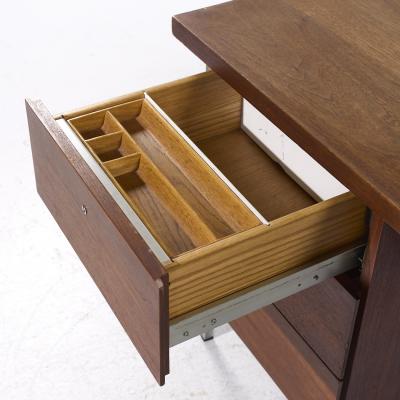 Florence Knoll Florence Knoll Mid Century Walnut and Chrome Executive Desk