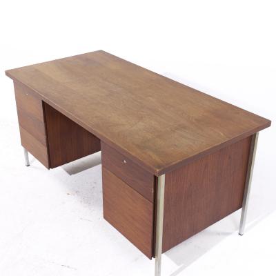 Florence Knoll Florence Knoll Mid Century Walnut and Chrome Executive Desk