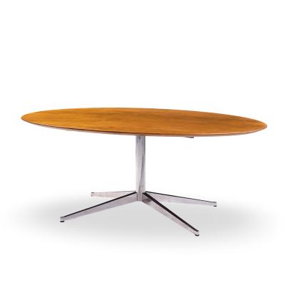 Florence Knoll Florence Knoll Mid Century Walnut and Chrome Oval Dining Table