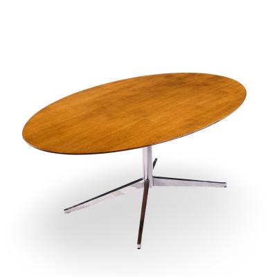 Florence Knoll Florence Knoll Mid Century Walnut and Chrome Oval Dining Table