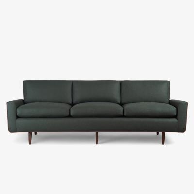 Florence Knoll Florence Knoll Model 26 Sofa in Forest Green British Wool Leather Piping