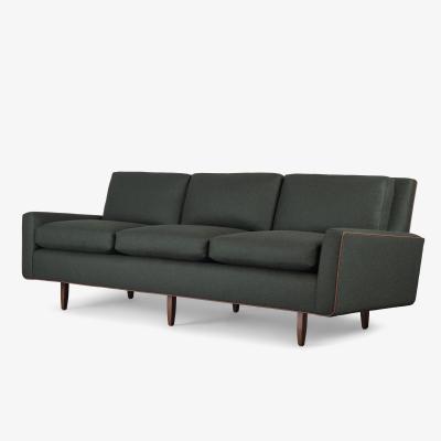 Florence Knoll Florence Knoll Model 26 Sofa in Forest Green British Wool Leather Piping