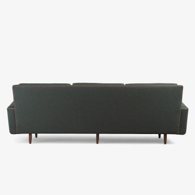 Florence Knoll Florence Knoll Model 26 Sofa in Forest Green British Wool Leather Piping
