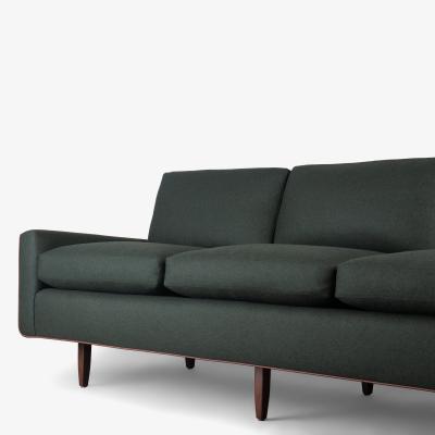Florence Knoll Florence Knoll Model 26 Sofa in Forest Green British Wool Leather Piping