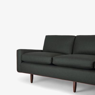Florence Knoll Florence Knoll Model 26 Sofa in Forest Green British Wool Leather Piping