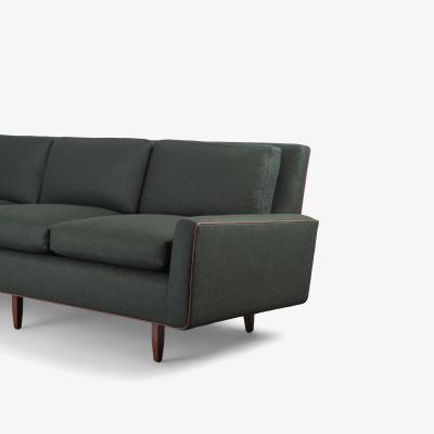 Florence Knoll Florence Knoll Model 26 Sofa in Forest Green British Wool Leather Piping