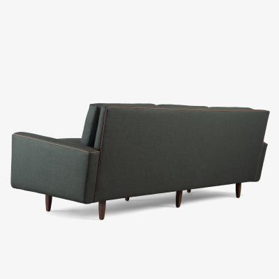 Florence Knoll Florence Knoll Model 26 Sofa in Forest Green British Wool Leather Piping