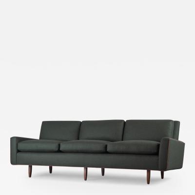 Florence Knoll Florence Knoll Model 26 Sofa in Forest Green British Wool Leather Piping