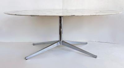 Florence Knoll Florence Knoll Oval Carrara Marble Dining Table Signed Stainless Steel Base