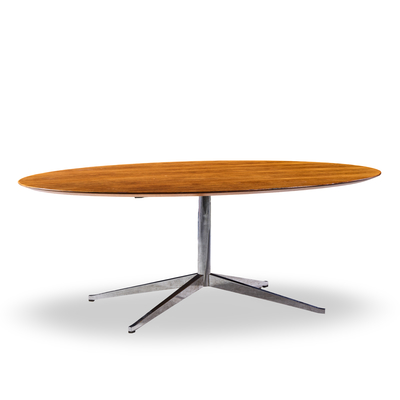 Florence Knoll Florence Knoll Oval Top Rosewood and Chrome Dining Table