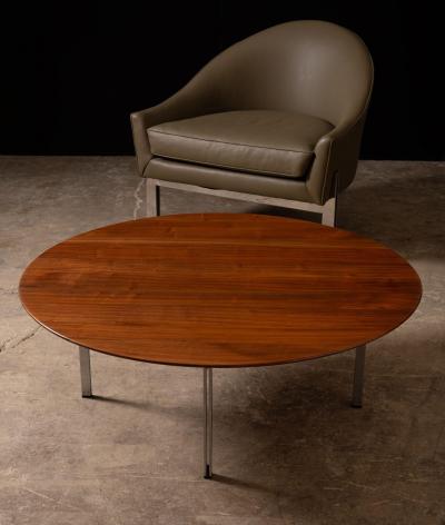 Florence Knoll Florence Knoll Round Parallel Bar Coffee Table in Solid Walnut and Steel