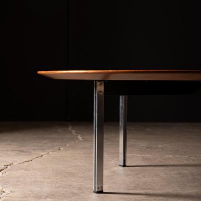 Florence Knoll Florence Knoll Round Parallel Bar Coffee Table in Solid Walnut and Steel