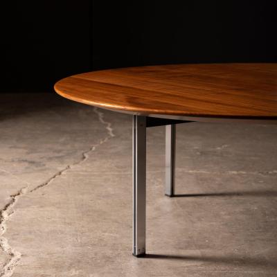 Florence Knoll Florence Knoll Round Parallel Bar Coffee Table in Solid Walnut and Steel