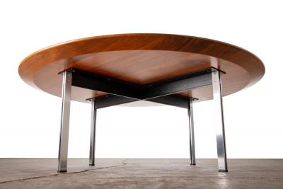 Florence Knoll Florence Knoll Round Parallel Bar Coffee Table in Solid Walnut and Steel