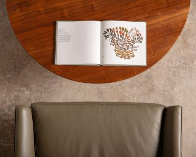 Florence Knoll Florence Knoll Round Parallel Bar Coffee Table in Solid Walnut and Steel
