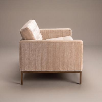 Florence Knoll Florence Knoll Settee Loveseat in Limani Mohair Brushed Bronze