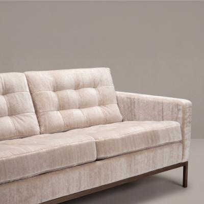 Florence Knoll Florence Knoll Settee Loveseat in Limani Mohair Brushed Bronze