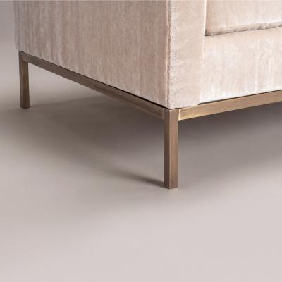 Florence Knoll Florence Knoll Settee Loveseat in Limani Mohair Brushed Bronze