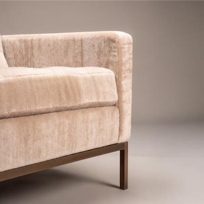 Florence Knoll Florence Knoll Settee Loveseat in Limani Mohair Brushed Bronze