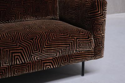 Florence Knoll Florence Knoll Sofa in Patterned Dedar Jacquard Velvet De Coene Belgium 1950s