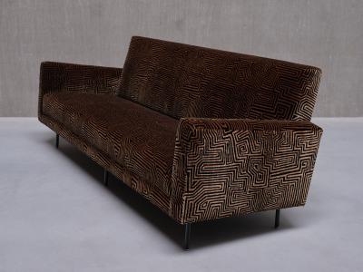 Florence Knoll Florence Knoll Sofa in Patterned Dedar Jacquard Velvet De Coene Belgium 1950s