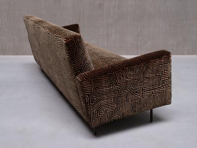 Florence Knoll Florence Knoll Sofa in Patterned Dedar Jacquard Velvet De Coene Belgium 1950s