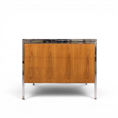 Florence Knoll Florence Knoll Style Mid Century Chrome and Walnut Executive Desk