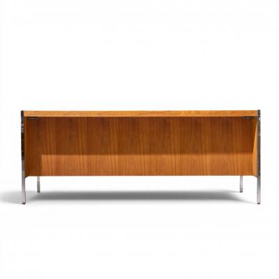 Florence Knoll Florence Knoll Style Mid Century Chrome and Walnut Executive Desk