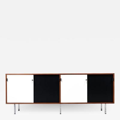 Florence Knoll Florence Knoll Two Tone Lacquered Walnut Credenza with Leather Pulls