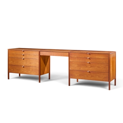 Florence Knoll Florence Knoll for Knoll Mid Century Walnut 3 Piece Vanity Set
