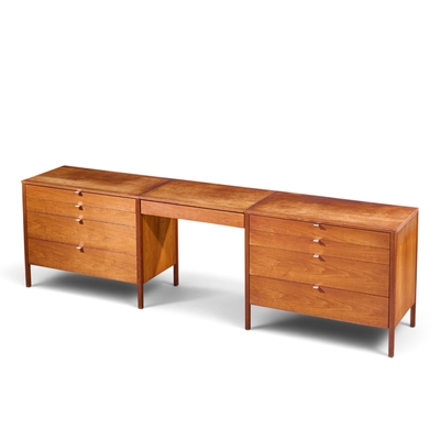 Florence Knoll Florence Knoll for Knoll Mid Century Walnut 3 Piece Vanity Set
